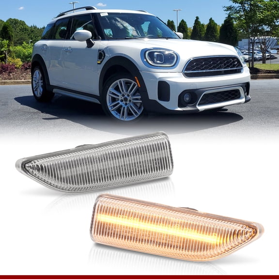 AJP Distributors Clear LED Front Fender Side Markers Lights Signal Lamps Assembly Pair Set Compatible/Replacement For Mini Cooper Countryman F60 2017 2018 2019 2020 2021 2022 2023 17 18 19 20 21 22 23