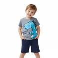 thumbnail image 4 of Boys Outfits 2 Piece Dinosaur Print Short Sleeve Crew Neck T-Shirt Top And Shorts Daily Wear Baby Boys' Clothing Sets Size 2-3 Years, 4 of 5