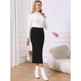 thumbnail image 3 of DARING DIVA Women's Ribbed Knit Elastic High Waist Sweater Midi Skirt L Black, 3 of 7