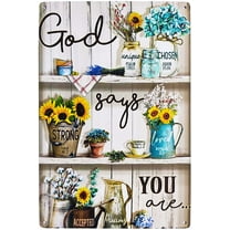 God Says You are Sunflower Vintage Metal Tin Sign Farmhouse Country Home Decor for Home Garden Patio 8X12Inch