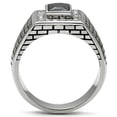 thumbnail image 3 of High polished (no plating) Stainless Steel Ring with AAA Grade CZ in Jet for Women Jet Stone Color Style TK494 Size 9, 3 of 3
