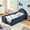 Navy Blue Boucle Fabric Foam, variant on XIZE Twin Size Dinosaur-Shaped Bed with Safety Guardrail and Solid Wood Frame, Fabric Upholstered Bed for family