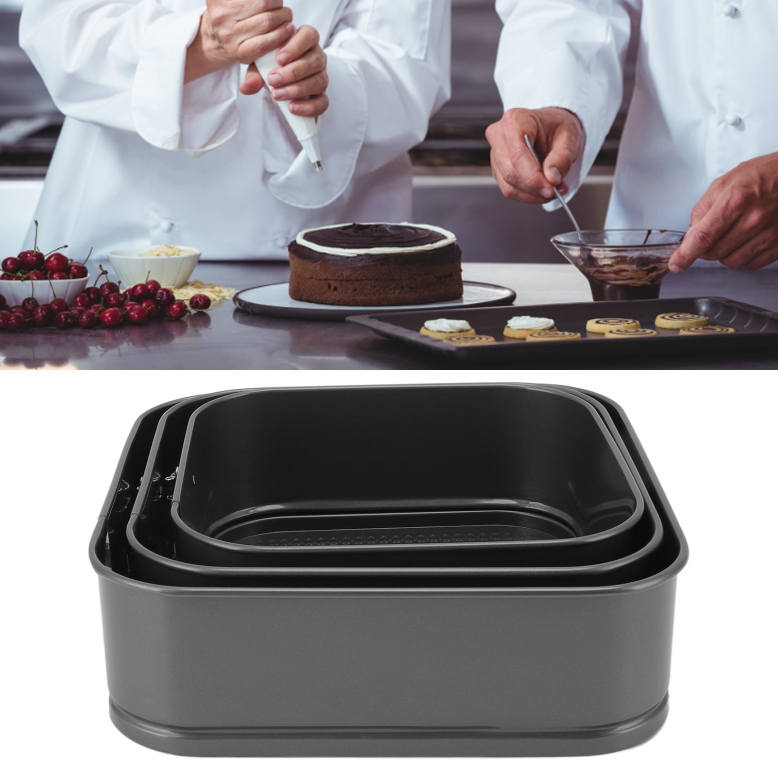 Springform Cake Pan Set Of 3, Non Stick Cheesecake Pan With Stainless Steel Spring Buckle Easy