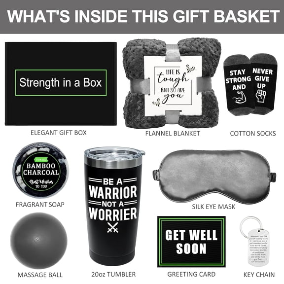 Get Well Soon Gifts for Men - Care Package Get Well Gift Basket - After Surgery Cancer Gifts for Men Dad Friend Brother, Sympathy Thinking of You Feel Better Inspirational for Man（Grey）