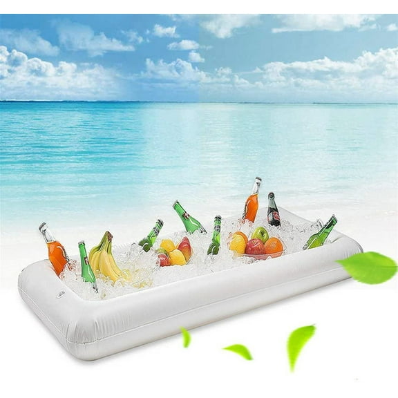 Yirtree Inflatable Serving Bar, Ice Serving Buffet Salad Cooler Food Drink Containers with Drain Plug, BBQ Picnic Pool Party Supplies Inflatable Cooler