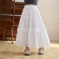 thumbnail image 2 of Tfken Trendy Skirts For Girls Soft Daily Wear Holiday Elastic Waist Long Tiered Skirts Lace Fashion Lightweight Kids Comfy Clothes Size 4-5 Years, 2 of 6