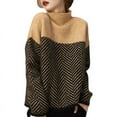 thumbnail image 5 of Chandail Col Roulé Vintage Bloc de Couleur Automne Hiver Design Ample Style Paresseux Chandail, 5 of 5