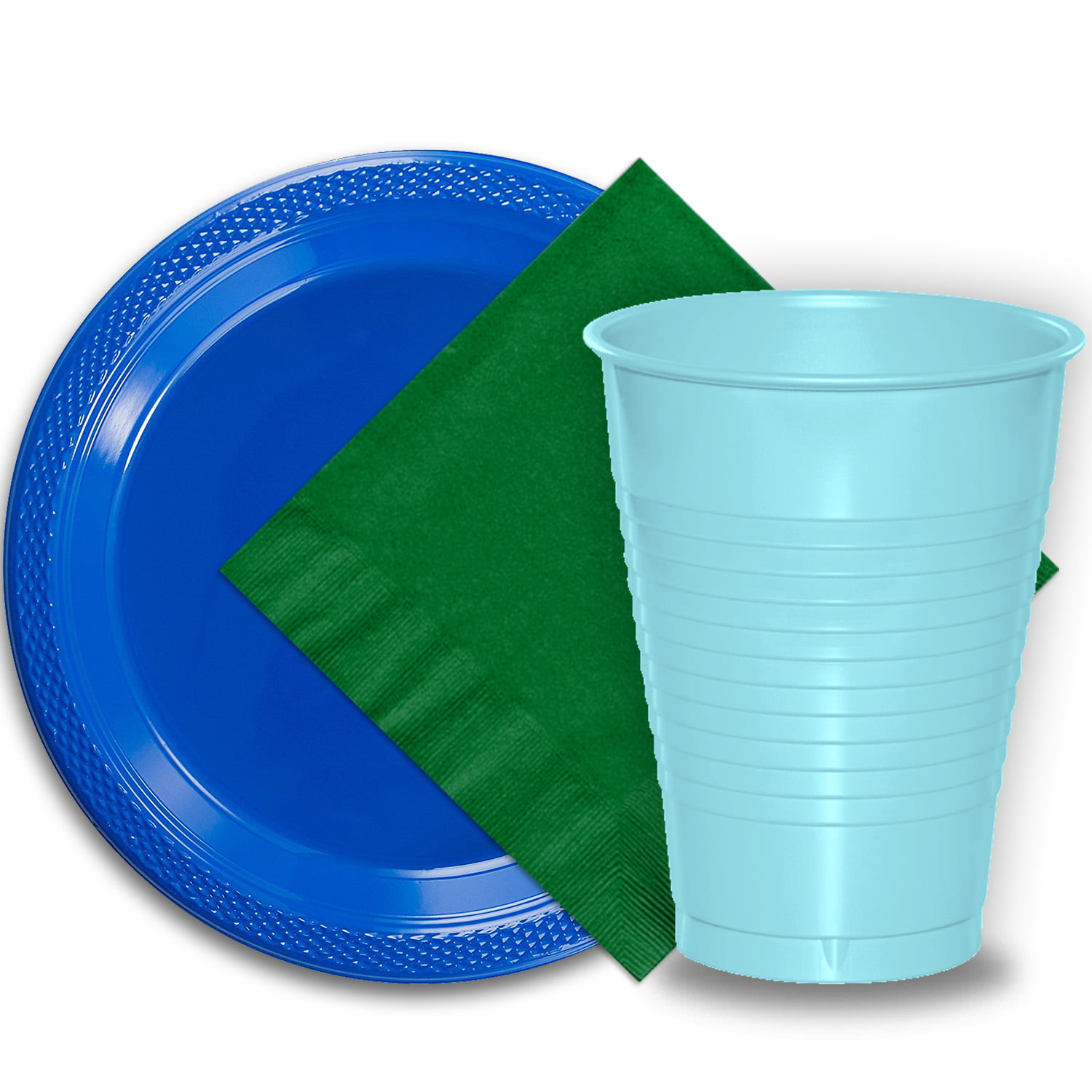 50 Dark Blue Plastic Plates (9"), 50 Light Blue Plastic