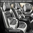 thumbnail image 3 of AFUNTIO Leather 5 Seat Covers for Cadillac 99% Models,Luxury Car Seat Cushions Full Set,Waterproof Car Sit Protectors,Nonslip Interior Accessories(White and Gray), 3 of 6
