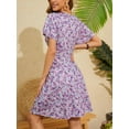 thumbnail image 4 of Womens Sundress 2025 New Summer Floral Short Sleeve Wrap V Neck A-Line Midi Dress, 4 of 10