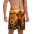 thumbnail image 2 of Xecao Vintage Sunflower Cow B Print Men's Sleepwear Shorts Pajama Bottom Lounge Short nightwear with Convenient Pockets for Relaxed Home Wear-Large, 2 of 6