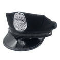 thumbnail image 1 of Gorro de oficial de policía negro de poliéster con insignia plateada para adulto, 1 of 1