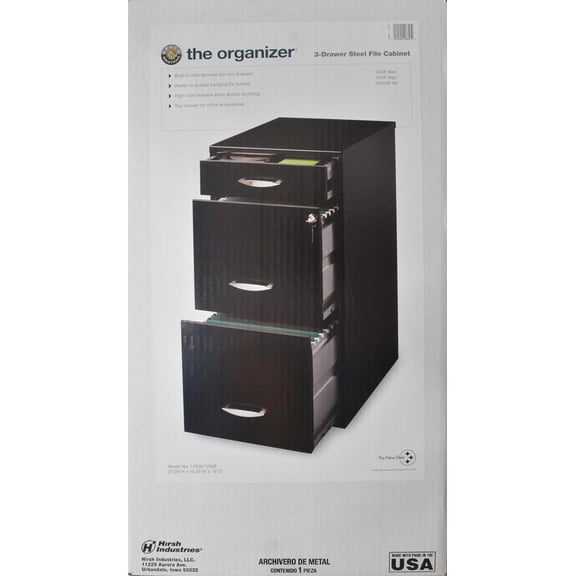 Open Box Space Solutions 17056 3-Drawer Accessory File, Black
