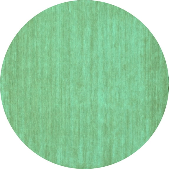 Ahgly Company Machine Washable Indoor Round Solid Turquoise Blue Modern Area Rugs, 4' Round