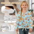 thumbnail image 6 of Xixirimido Capybara Strawberry Heart Blue Pattern Girls Casual Long Sleeve Shirts Knot Tie-hem Tunic Tops Crewneck Tees Blouses Girls Fashion Clothes, Size 9-10, 6 of 7