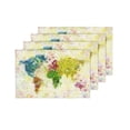 thumbnail image 4 of MKHERT World Map Painting Placemats Table Mats for Dining Room Kitchen Table Decoration 12x18 inch,Set of 4, 4 of 4