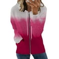 thumbnail image 1 of Puntoco moda mujer manga larga cremallera frente abierto suelta prendas de vestir exteriores blusa estampada abrigo Tops bolsillos blusa con capucha liquidación Puntoco Puntoco-6435, 1 of 5