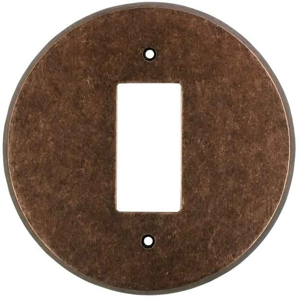 Round Mottled Antique Copper GFCI Rocker Switch Plate Covers