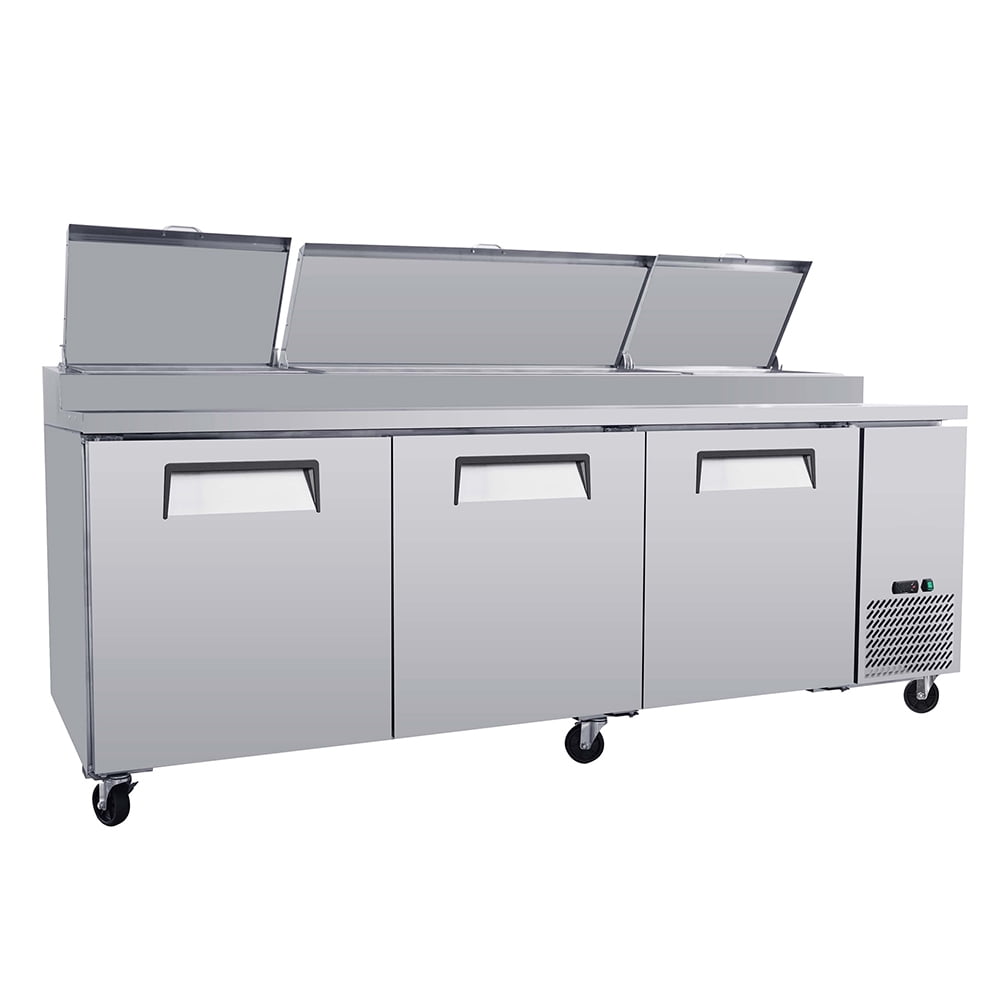 Yesurprise Commercial Refrigerator, Sandwich Prep Table with Adjustable Shelf Brackets, Stainless Steel Insulation Lid, Heavy Duty Casters, Salad Refrigerator