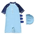 thumbnail image 5 of Gubotare Baby Boy Bathing Suit Toddler Baby Boy One Piece Swimsuit Zipper Short Sleeve Rash Guard Swimwear Bathing Suit with Hat 1T 2T (Navy,1-2 Years), 5 of 5