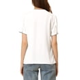 thumbnail image 3 of INSPIRE CHIC Women's Summer Sweetheart Neck Short Sleeve Button Down Blouse White XL, 3 of 5