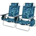thumbnail image 3 of Costway Lot de 4 Chaises de Plage Pliantes Type Sac à Dos, Chaises Inclinables d'Extérieur à 5 Positions avec Oreiller, Bleu Foncé, 3 of 10