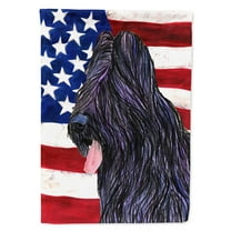 USA American Flag with Briard Flag Canvas House Size