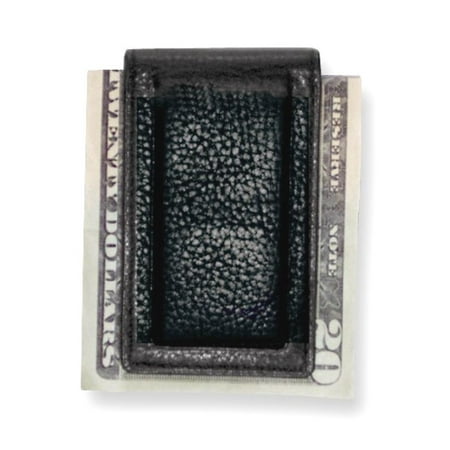 Black Leather Magnetic Money Clip Man Wallet Gift For Dad Mens For
