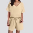 thumbnail image 2 of MuXiKeJi Clothes 2 Piece Short Sets for Women 2026 Spring Summer Lounge Outfits Sets Short Sleeve Trendy Casual Matching Clothing Set, 2 of 6