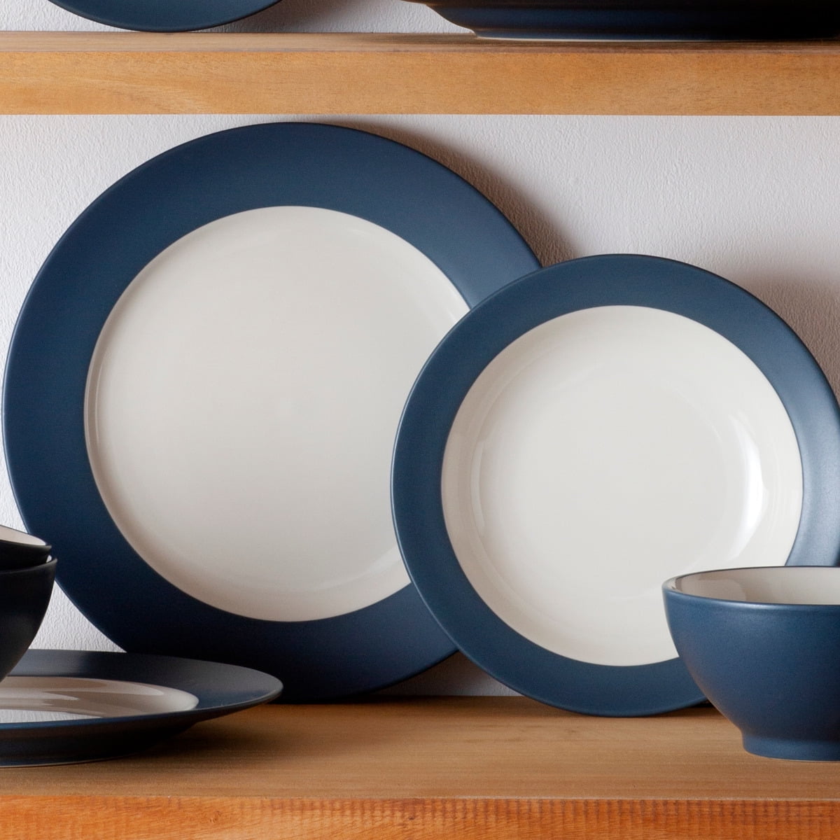 Noritake Colorwave Blue 12-Piece Rim Dinnerware Set, Service