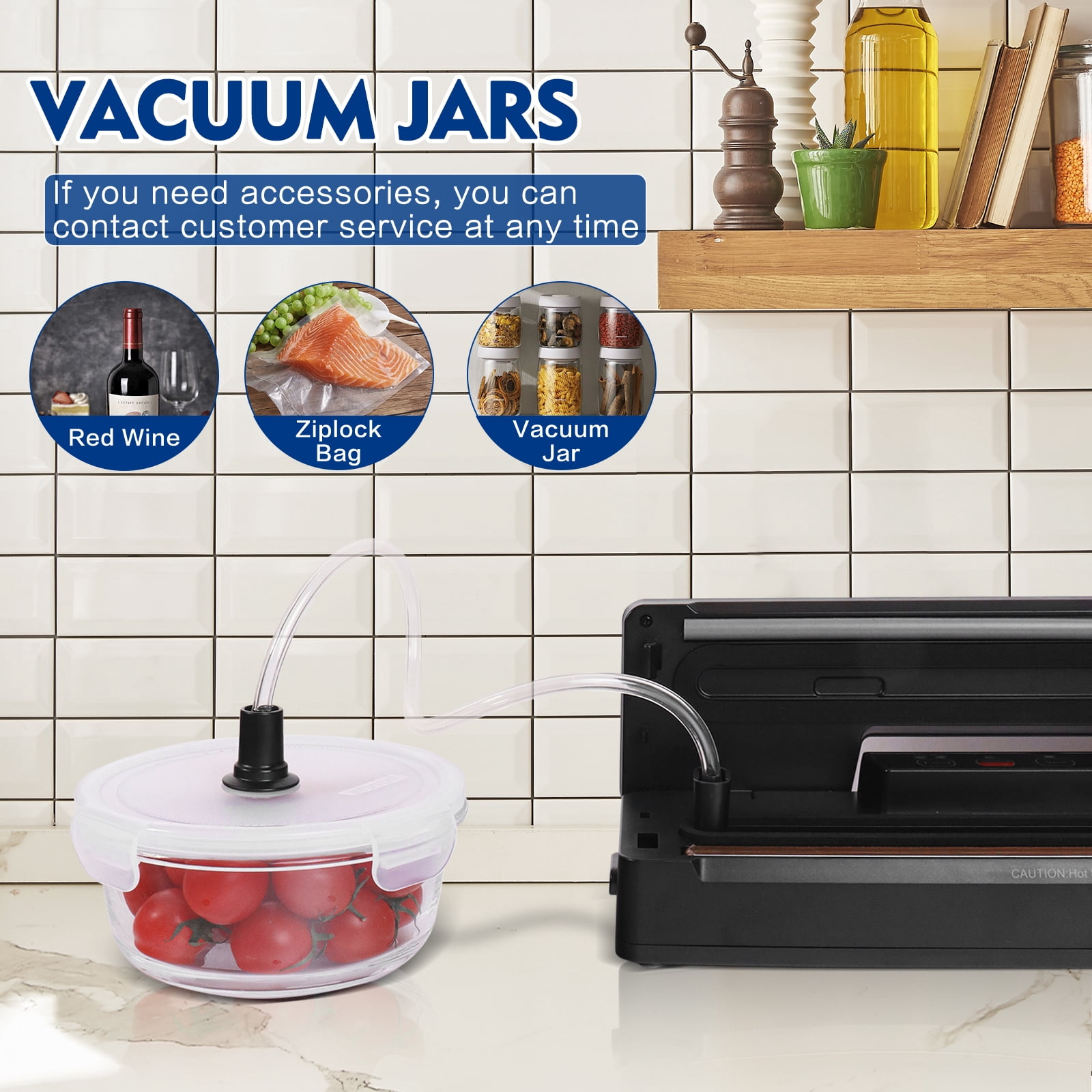 NOKINS 8-in-1 Food Vacuum Sealer Machine, Black, with Stainless Steel Surface and Detachable Drip Tray