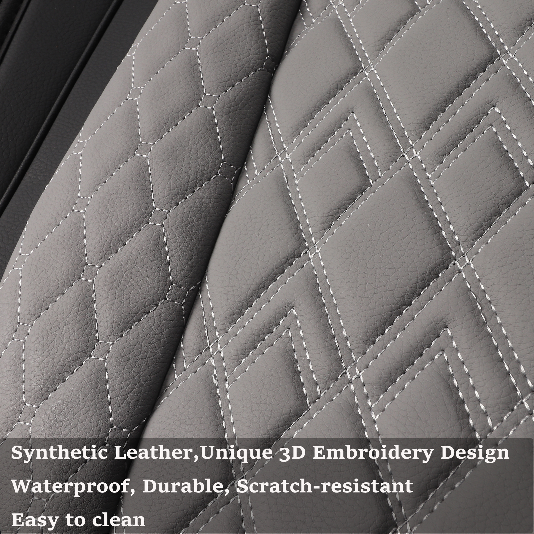 JOJOBAY Car Seat Covers for Dodge Ram 2 Pcs Front,Fit Ram 2009-2026 1500/2500/3500 Pick-up Truck,Crew,Regular,Quad,Mega Cab,Waterproof Leather Automotive Seat Covers 2 PCS Front,Black-Grey
