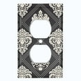 thumbnail image 2 of Metal Light Switch Plate Outlet Cover (Damask Diamond Black Pattern - Single Duplex), 2 of 2
