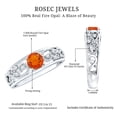 thumbnail image 4 of Rosec Jewels Natural Fire Opal Ring for Anniversary (AAA Grade) - Vintage Inspired Opal Diamond Ring - with Jewelry Box, 14K White Gold, US 7.00, 4 of 6