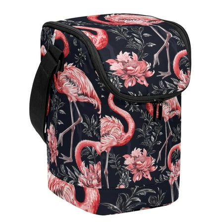 

Anna Cowper Stand-up Picnic Bag for Women/Men Travel Shopper Large Capacity Food Delivery Bag Handbag Insulation Bag Floral Flamingos