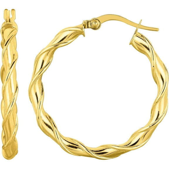 Floreo 14k Yellow Gold 25mm Twist Hoop Earrings