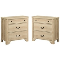 WAMPAT Farmhouse Nightstand with 6 Drawers, Large Wood Bedside Table Night Stand for Living Room, Bedroom, Oak, (2 PCS)