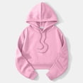 thumbnail image 2 of MSJUHEG Womens Cropped Hoodie Pullover Sweatshirt, Warm Long Sleeve, Drawstring Hood with Kangaroo Pocket, Cozy Drop‑Shoulder Silhouette for Spring‑Fall Casual Scenarios A1 Pink XS, 2 of 3