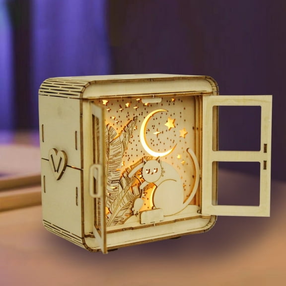 3D Wooden Puzzles Cat Model Kit Night Lights Desk Decorations Birthday Christmas Gifts For Women Age14