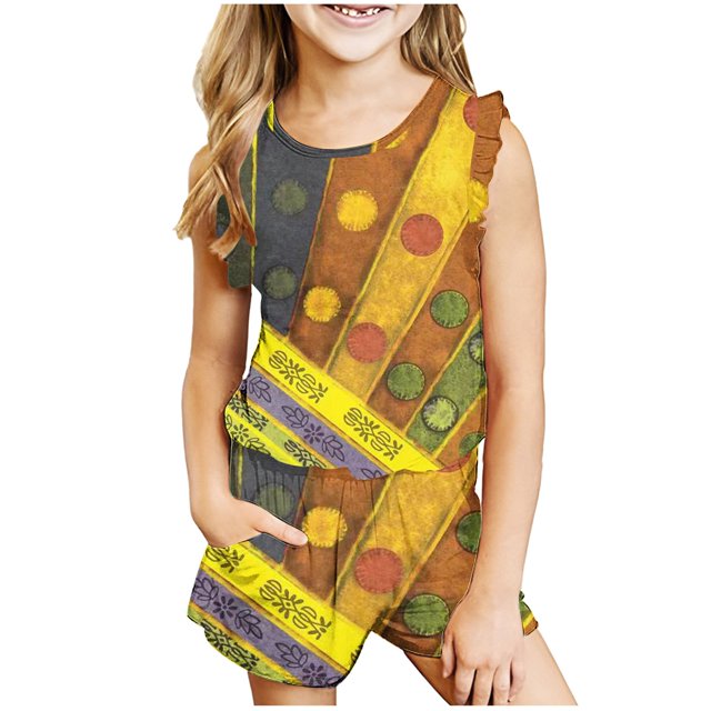 Offres pour Bébés! Pyjamas pour Bébés Garçons Filles en Liquidation, Tenues d'Été pour Filles, Ensembles de Shorts pour Tout-Petites Filles en Liquidation, Hauts Décontractés Sans Manches pour Filles à la Mode Col Rond Ensembles de Shorts Imprimés
