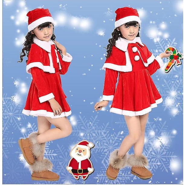 Disfraz De Mamá Noel Y Papá Noel Para Niños – Conjunto De Navidad Con Capa Y Lazo Para Fiestas Y Cosplay