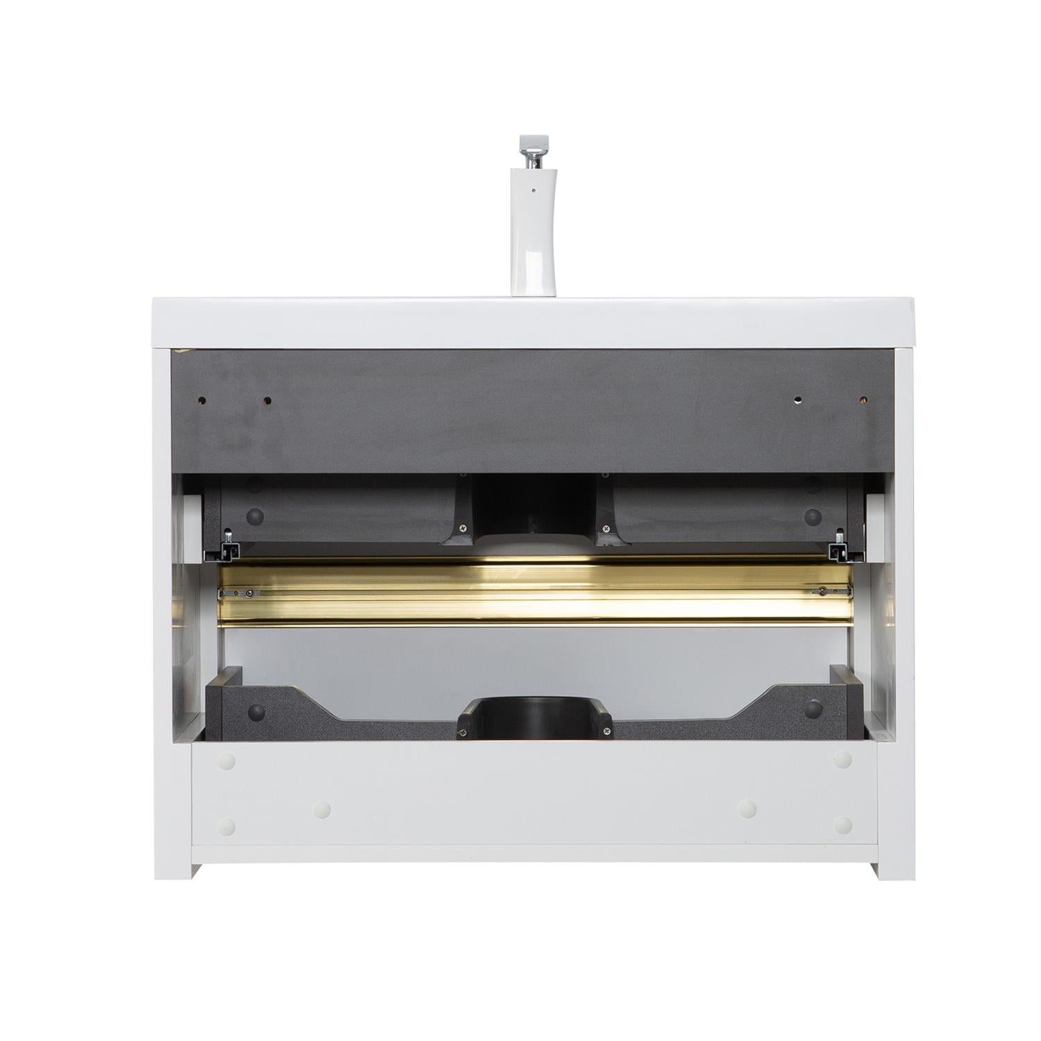 Demi Bonn 29" Wall-Mounted Bathroom Vanity with Sink, Stone Resin Countertop and 2 Soft Close Drawers, Faucets and Drains Not Included, White