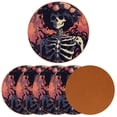 thumbnail image 2 of Skeleton Set of 6 Round Microfiber Leather Coasters, 11x11 cm/4.3x4.3 in, Stylish Drink Coasters for Home and Office, and Easy to Clean, 2 of 6