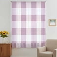 thumbnail image 3 of Pink Plaid Sheer Curtains 63 Inches Long, Spring Summer Farmhouse Buffalo Checkered Light Filering Curtains, Breathable Simi Curtain Privacy Drapes for Living Room Bedroom Window Treatment, 3 of 9