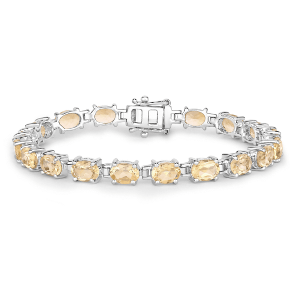 Fine Color Jewels 925 Sterling Silver Citrine Tennis Bracelet