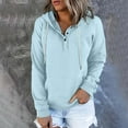 thumbnail image 2 of HAPIMO Rollbacks Sweatshirt for Women Long Sleeve Pocket Drawstring Casual Solid Color Sweatshirt Button V-Neck Pullover Tops Teen Girls Fashion Clothes Light Blue M, 2 of 6