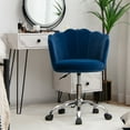 thumbnail image 3 of Costway Velvet Petal Shell Office Chair Adjustable Swivel Accent Vanity Armchair Blue, 3 of 10
