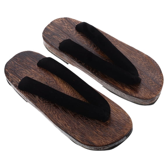 AURARMLET Men's Japanese Wooden Footwear Traditional Kimono Slippers with Comfortable Round Toe Design