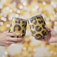 thumbnail image 2 of 12oz Stemless Wine Tumblers Yellow and Brown Of Leopard Print Vacuum Insulated Stainless Steel Travel Tumbler Cups Mug with Lid and Straw for Champaign,Cocktail,Beer with Cleaning Brush, 2 of 5