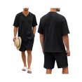 thumbnail image 2 of xiaxaixu Men's Two Piece Beachwear Sets Short Sleeve Button Up Tops Drawstring Shorts Set, 2 of 7